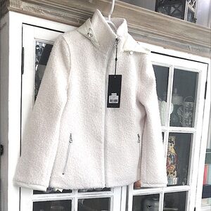 JUNGE White Sherpa Zip Up Jacket, S/36